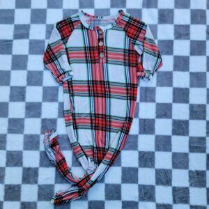 Bamboo Christmas Plaid Sleep Knotted Gown Size 0-3m